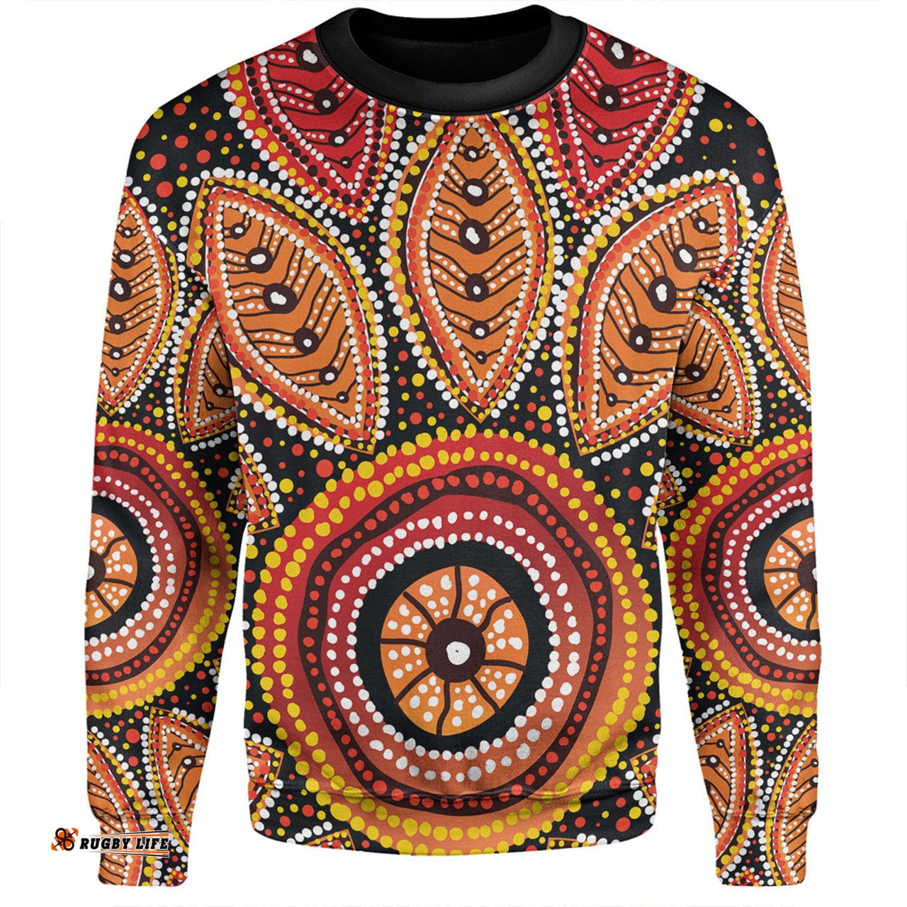Australia Aboriginal Sweatshirt - Beautiful Dotted Leaves Aboriginal Art Background Sweatshirt