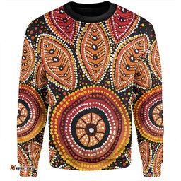 Australia Aboriginal Sweatshirt - Beautiful Dotted Leaves Aboriginal Art Background Sweatshirt