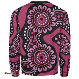 Australia Dot Painting Inspired Aboriginal Sweatshirt - Pink Flowers Aboriginal Dot Art Sweatshirt