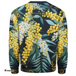 Australia Golden Wattle Sweatshirt - Golden Wattle Seamless Patterns Blue Background Sweatshirt