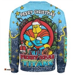 Gold Coast Titans Christmas Custom Sweatshirt - Merry Christmas Our Beloved Team With Aboriginal Dot Art Pattern Sweatshirt
