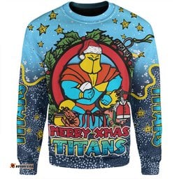 Gold Coast Titans Christmas Custom Sweatshirt - Merry Christmas Our Beloved Team With Aboriginal Dot Art Pattern Sweatshirt