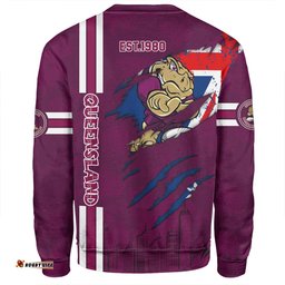 Queensland Maroons Sweatshirt - Happy Australia Day Flag Scratch Style