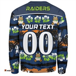 Canberra Raiders Sweatshirt - Tropical Hibiscus and Coconut Trees