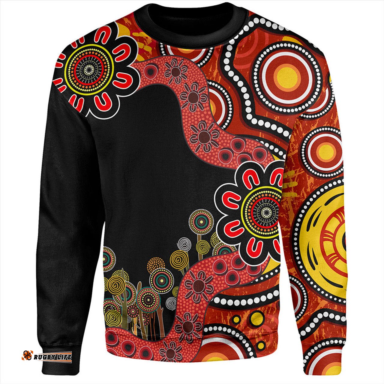 Australia Sweatshirt Aboriginal Indigenous Dot Painting Red And Black