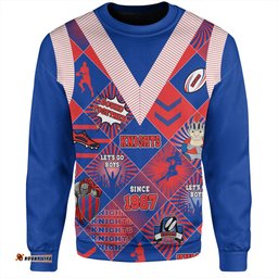 Newcastle Knights Sport Sweatshirt - Argyle Patterns Style Tough Fan Rugby For Life