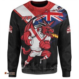 St. George Illawarra Dragons Sweatshirt Custom For Die Hard Fan Australia Flag Scratch Style
