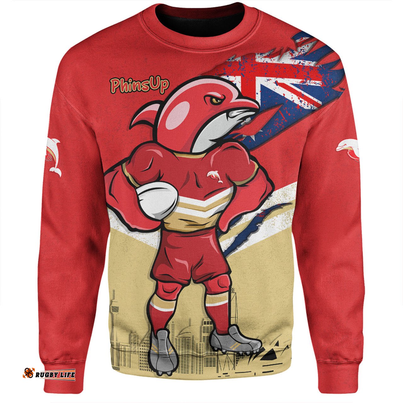 Redcliffe Dolphins Sweatshirt Custom For Die Hard Fan Australia Flag Scratch Style