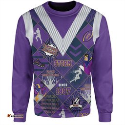 Melbourne Storm Sweatshirt - Argyle Patterns Style Tough Fan Rugby For Life
