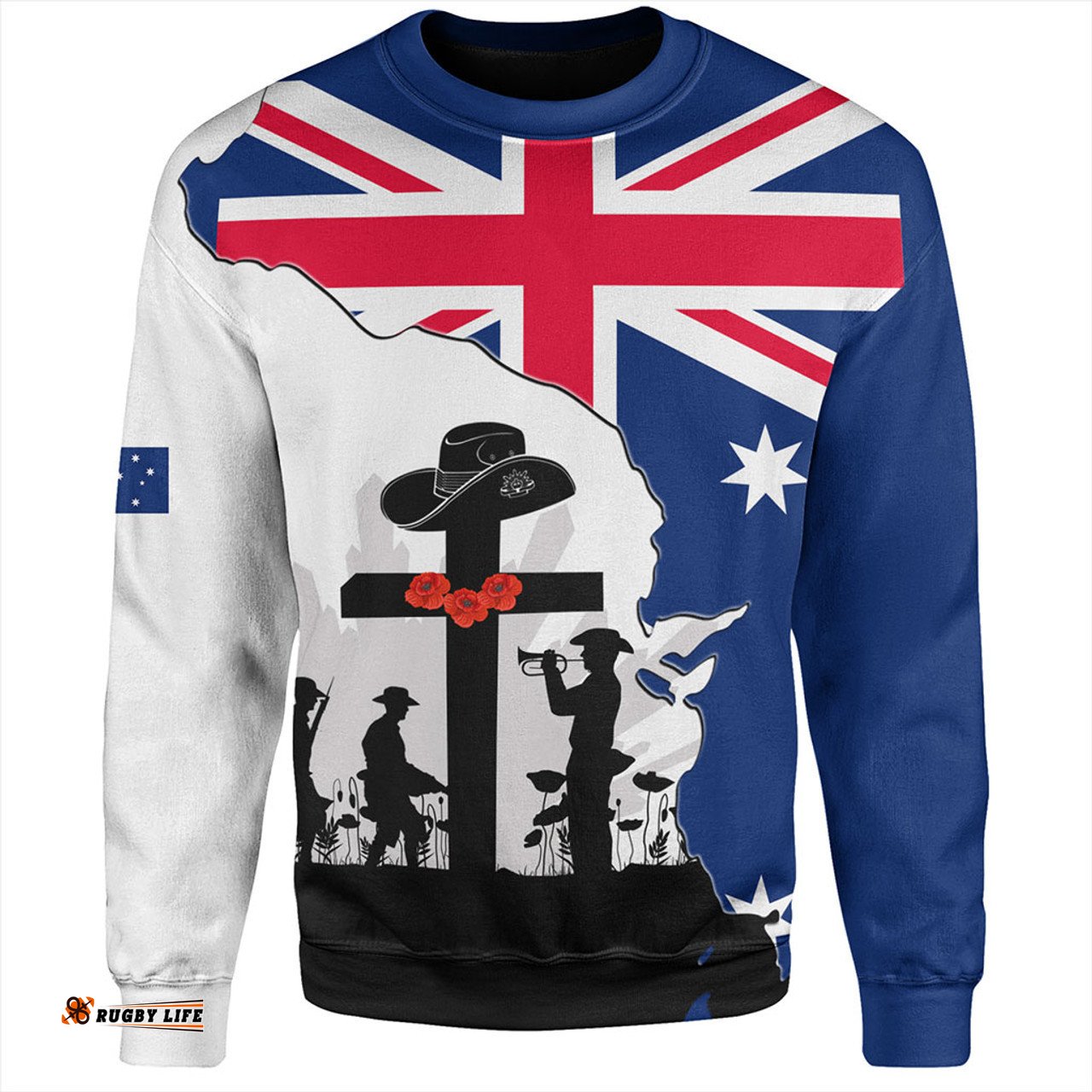 Australia Anzac Day Sweatshirt - Anzac Day With Map And Flag Australia Sweatshirt