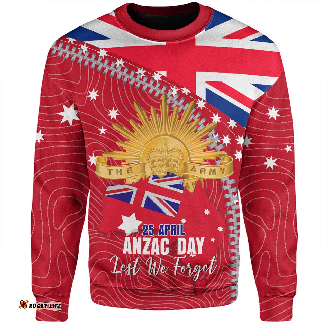 Australia Sweatshirt - Anzac Day Lest We Forget Australian Red Ensign
