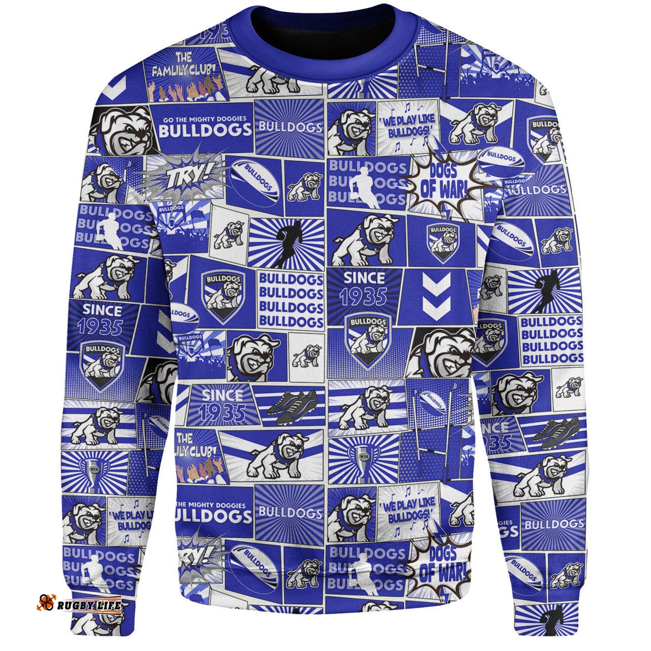 Canterbury-Bankstown Bulldogs Sweatshirt - Team Of Us Die Hard Fan Supporters Comic Style