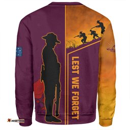 Brisbane Broncos Sweatshirt - Anzac Day Lest We Forget Poppy