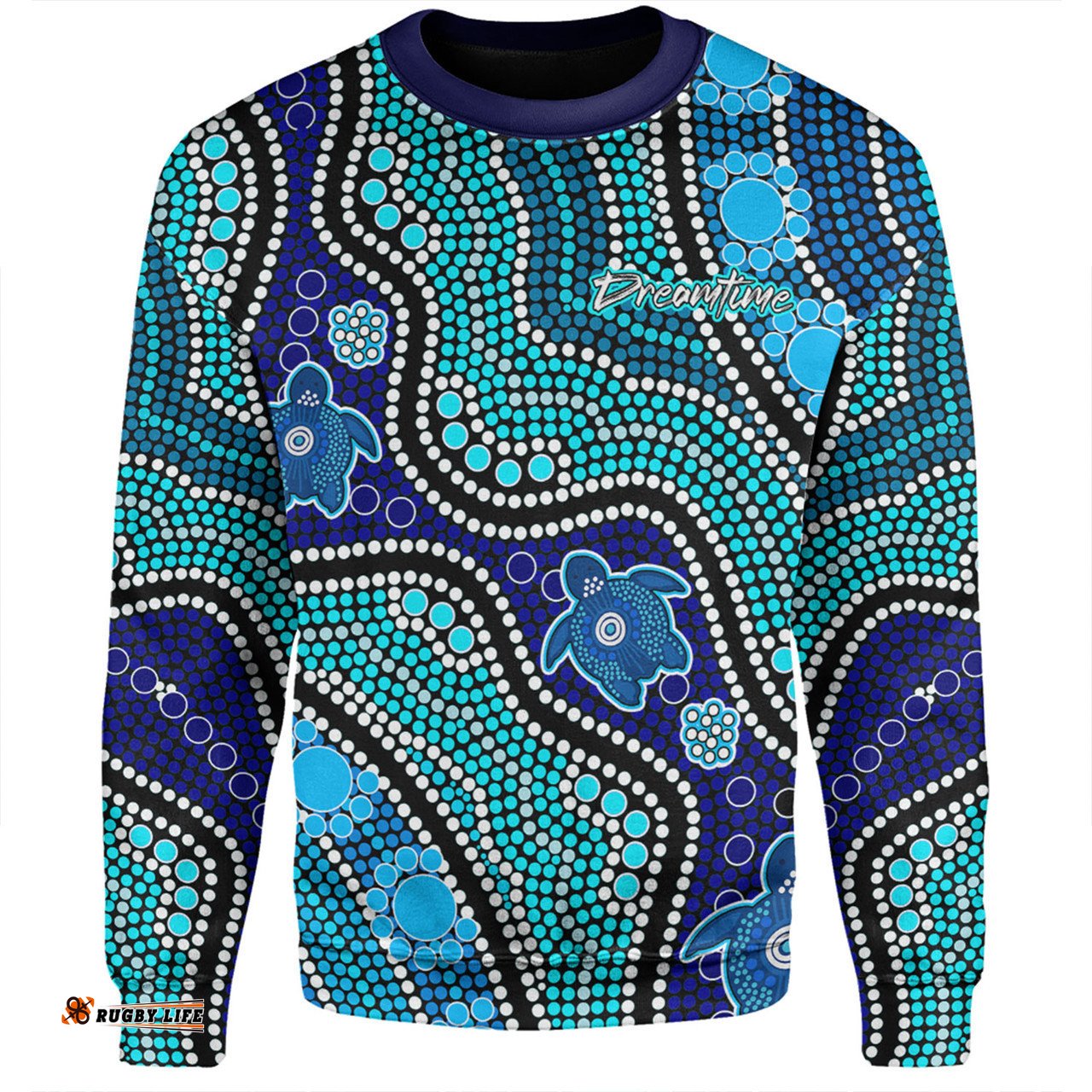 Australia Turtles Aboriginal Custom Sweatshirt - Dreamtime River And Turtles Dot Art Painting Sweatshirt