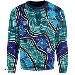 Australia Turtles Aboriginal Custom Sweatshirt - Dreamtime River And Turtles Dot Art Painting Sweatshirt