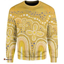 Australia Aboriginal Sweatshirt - Dot painting illustration in Aboriginal style Yellow Sweatshirt