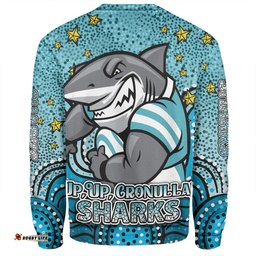Cronulla-Sutherland Sharks Custom Sweatshirt - Custom With Aboriginal Inspired Style Of Dot Painting Patterns  Sweatshirt