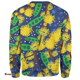 Australia Aboriginal Sweatshirt - Australian Yellow Wattle Flower Artwork Sweatshirt