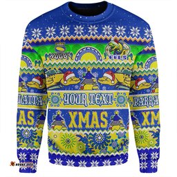 Parramatta Eels Christmas Aboriginal Custom Sweatshirt - Indigenous Knitted Ugly Xmas Style Sweatshirt