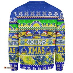 Parramatta Eels Christmas Aboriginal Custom Sweatshirt - Indigenous Knitted Ugly Xmas Style Sweatshirt