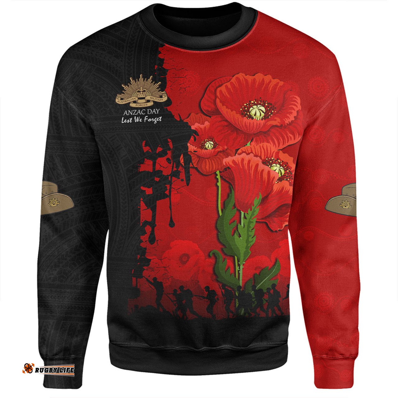 Australia Anzac Day Custom Sweatshirt - Australian And New Zealand Warriorsers In Flanders Fields Poppy Flowers Sweatshirt