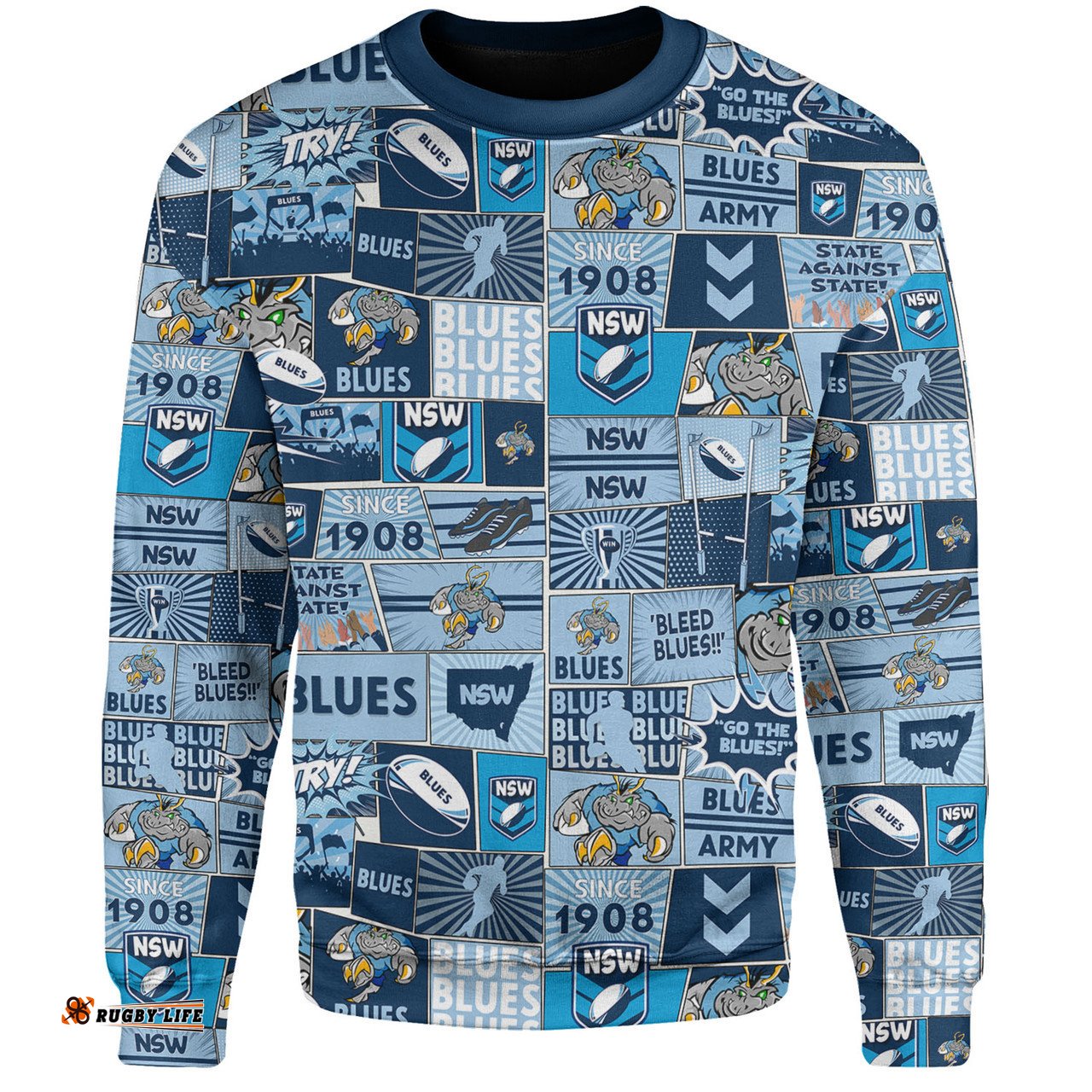 New South Wales Sport Sweatshirt - Team Of Us Die Hard Fan Supporters Comic Style