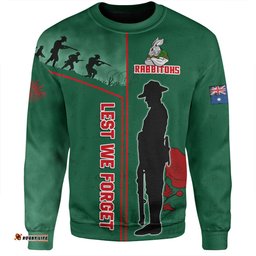South Sydney Rabbitohs Sweatshirt - Anzac Day Lest We Forget Poppy