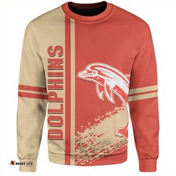 Redcliffe Dolphins Sweatshirt - Redcliffe Dolphins Mascot Quater Style