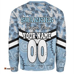 Cronulla-Sutherland Sharks Sweatshirt - Tropical Patterns And Dot Painting Eat Sleep Rugby Repeat