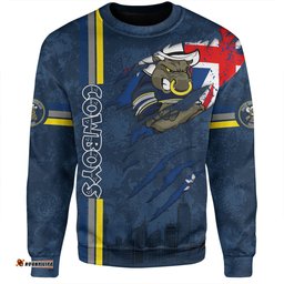 North Queensland Cowboys Sweatshirt - Happy Australia Day Flag Scratch Style