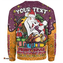 Brisbane Broncos Christmas Custom Sweatshirt - Merry Christmas Our Beloved Team With Aboriginal Dot Art Pattern Sweatshirt