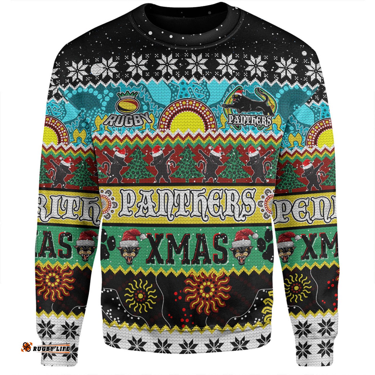 Penrith Panthers Christmas Aboriginal Custom Sweatshirt - Indigenous Knitted Ugly Xmas Style Sweatshirt