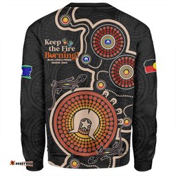 Australia Sweatshirt Aboriginal Dot Art Inspired Naidoc Week Keep The Fire Burning! Blak, Loud & Proud