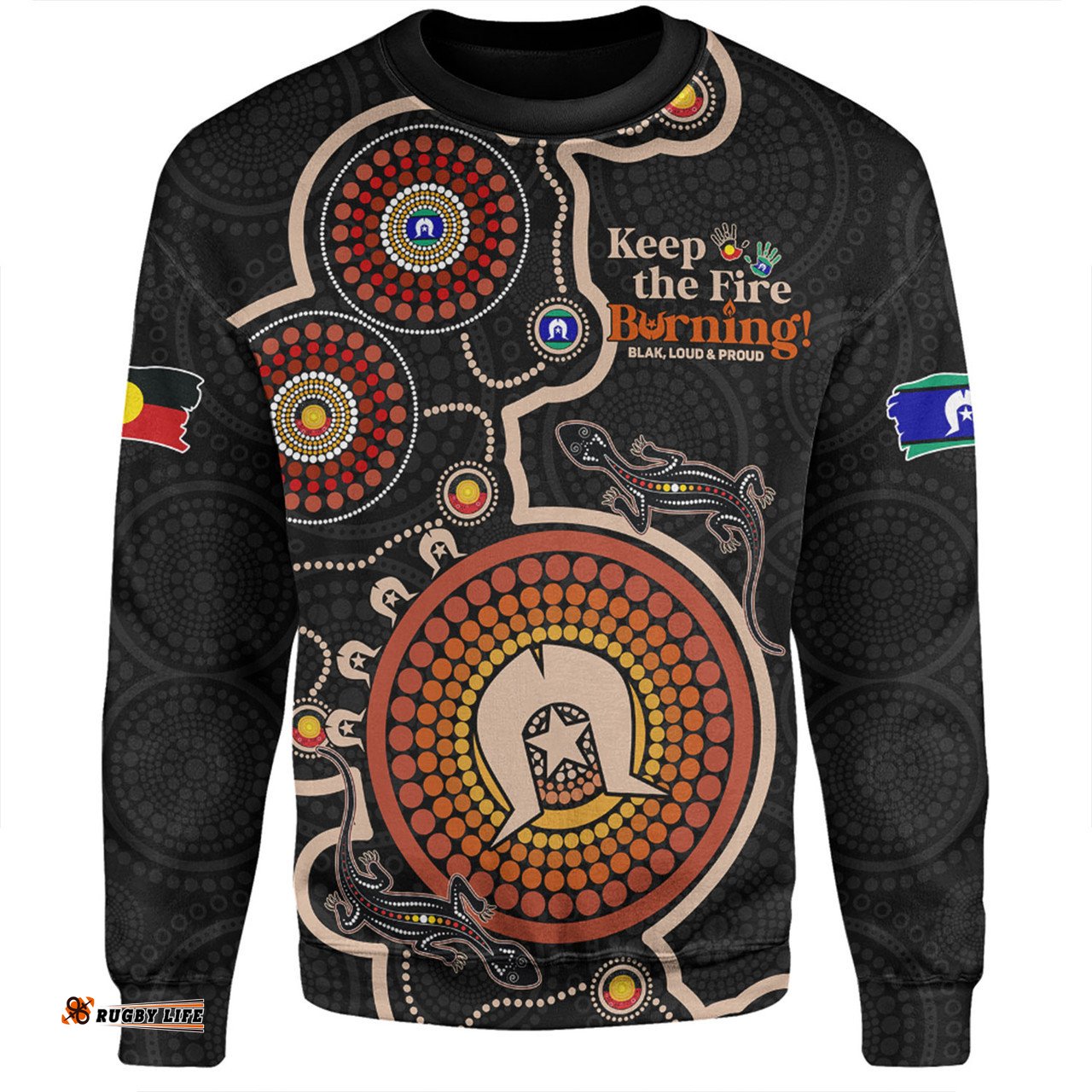 Australia Sweatshirt Aboriginal Dot Art Inspired Naidoc Week Keep The Fire Burning! Blak, Loud & Proud