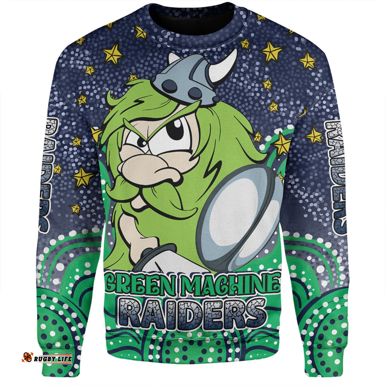 Canberra Raiders Custom Sweatshirt - Custom With Aboriginal Inspired Style Of Dot Painting Patterns  Sweatshirt