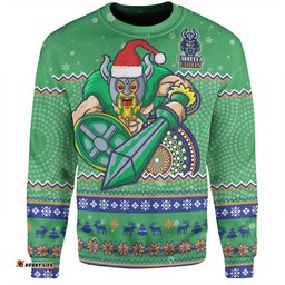 Canberra Raiders Christmas Custom Sweatshirt - Ugly Xmas And Aboriginal Patterns For Die Hard Fan Sweatshirt