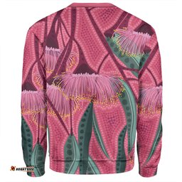 Australia Flowers Aboriginal Sweatshirt - Aboriginal Dot Art Of Australian Native Eucalyptus Tree Branch Sweatshirt