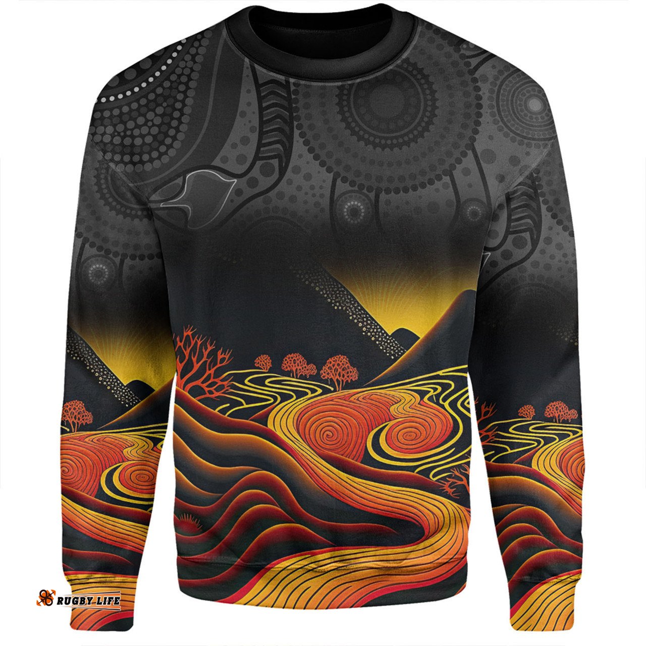 Australia Aboriginal Custom Sweatshirt - Rainbow Serpent Dreamtime Land Art Inspired Sweatshirt