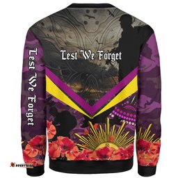 Brisbane Broncos Anzac Custom Sweatshirt - Broncos Aboriginal Inspired Pattern Remembrance Day Sweatshirt