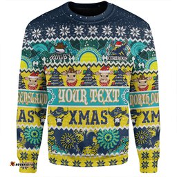 North Queensland Cowboys Christmas Aboriginal Custom Sweatshirt - Indigenous Knitted Ugly Xmas Style Sweatshirt