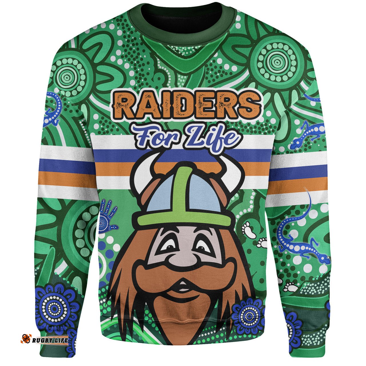 Canberra Raiders Custom Sweatshirt - Canberra Raiders For Life With Aboriginal Style Sweatshirt