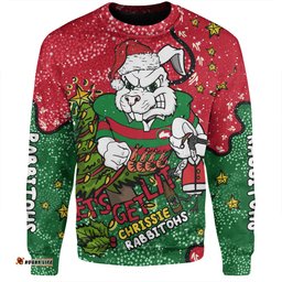 South Sydney Rabbitohs Custom Sweatshirt - Let's Get Lit Chrisse Pressie Sweatshirt