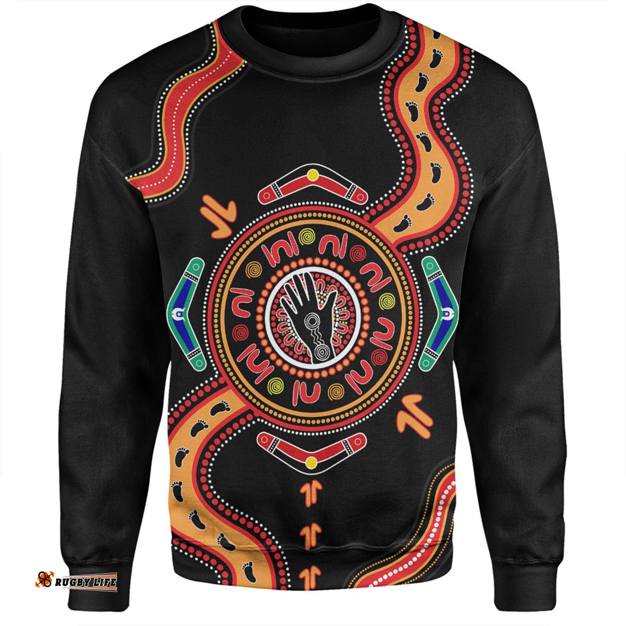 Australia Sweatshirt Aboriginal Inspired Meeting Place Style Of Dot Painting