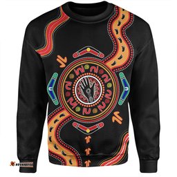 Australia Sweatshirt Aboriginal Inspired Meeting Place Style Of Dot Painting