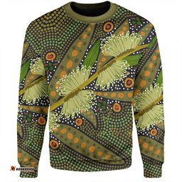 Australia Flowers Aboriginal Sweatshirt - Aboriginal Dot Art Of Australian Native Flower Hakea Sericea Sweatshirt