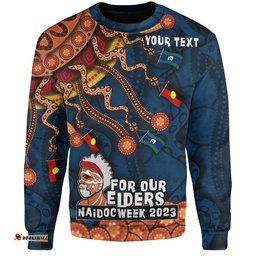 Australia Naidoc Week Custom Sweatshirt - For Our Elders Naidoc Week Snake Aboriginal Painting With Flag (Blue)