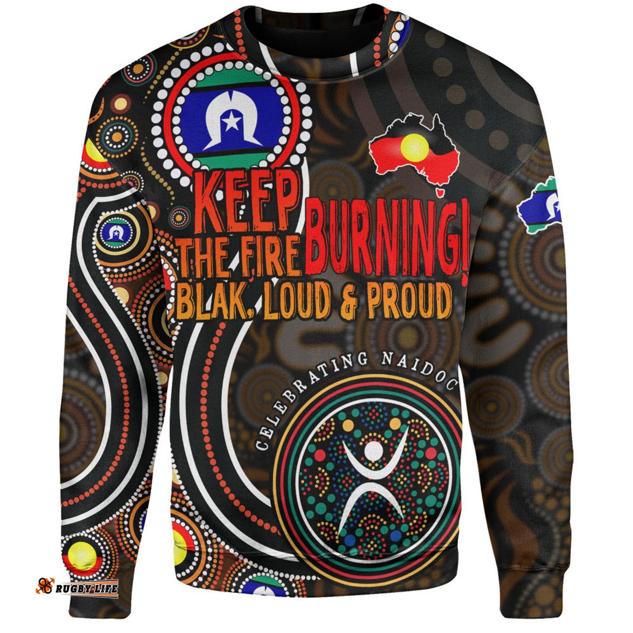 Australia Sweatshirt Naidoc Week Keep The Fire Burning Aboriginal Dot Art