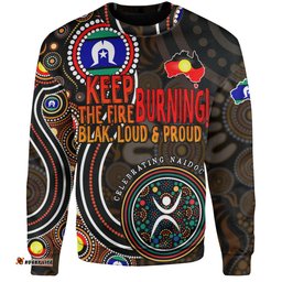 Australia Sweatshirt Naidoc Week Keep The Fire Burning Aboriginal Dot Art
