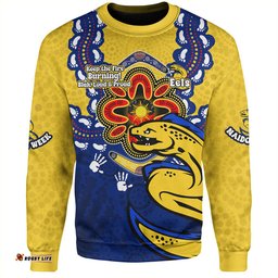 Parramatta Eels Sweatshirt Aboriginal Inspired Naidoc Symbol Pattern