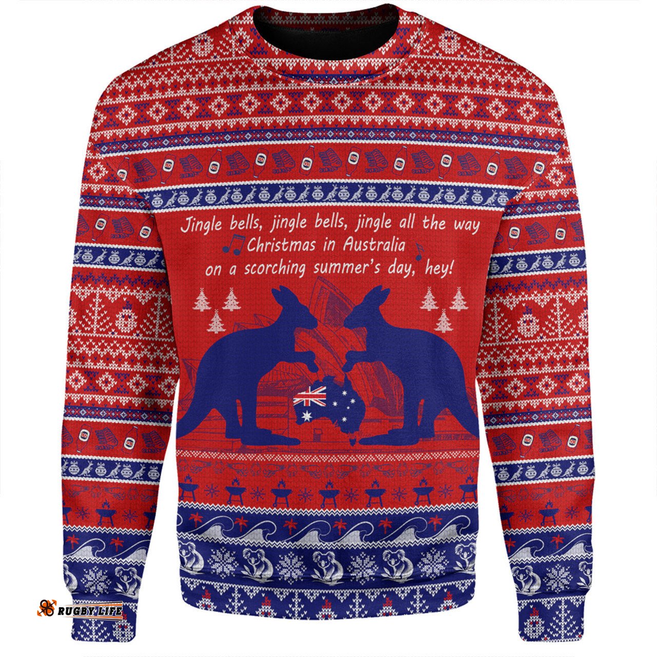 Australian Christmas Carol Christmas Sweatshirt - Jingle Bells Ugly Style Sweatshirt
